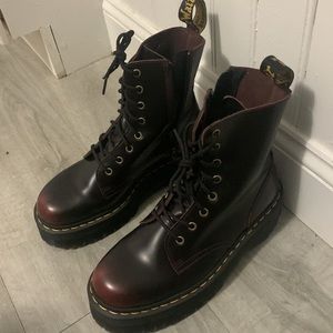 Dr. Martens Jadon Boot Smooth Leather Platforms, Burgundy Toe